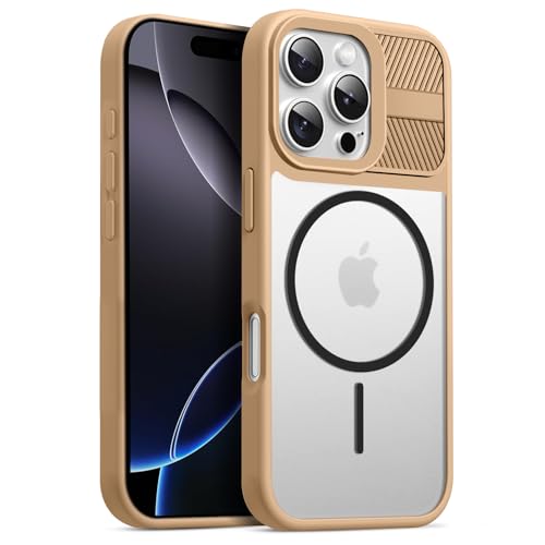 Image of KARWAN️ Magnetic Clear Back Case Cover for iPhone 16 Pro Max (6.9-Inch-) |Acrylic Transparent Slim | Shockproof iPhone 16 Pro Max Mobile Phone Back Cover [Clear Back] [TPU + Pc] [Brown]