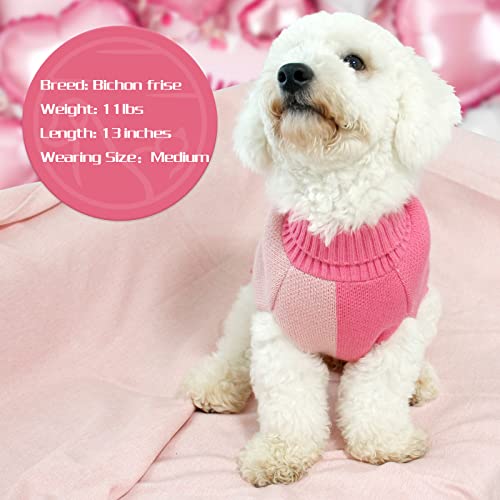 Cyeollo Dog Sweater Valentines Day Dog Clothes Pullover Turtleneck Pink Heart Holiday Theme Female Pet Apparel For Small Dogs #TOP3
