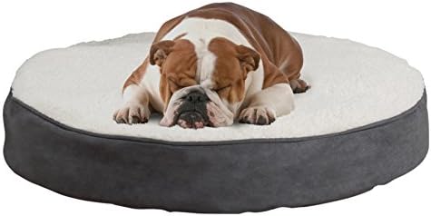 Round Pet Bed- Memory Foam Pillow Top Reversible Cat and Dog Bed with Removable Sherpa/Micro-Suede Machine Washable Cover