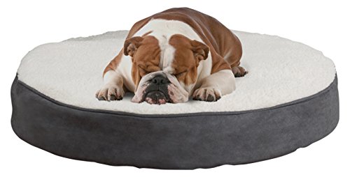 Petmaker Round Pet Bed- Memory Foam Pillow Top Reversible Cat And Dog Bed With Removable Sherpa/Micro-Suede Machine Washable Cover 30 X 5 Gray #TOP22