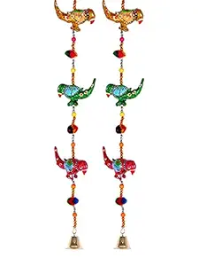 AOUDICHYA Parrot Main Door Wall Hanging latkan Toran Paper Mache latkan for Home Decoration, Rajasthani Toran Latkan for Home Decor, Main Door & Wall (Height Size - 40 Inches (Set of 2)