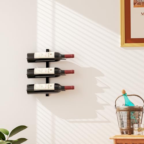 Image of B4Life Wine Rack Wall Mounted 3 Bottles, Hanging Wink Racks Small Space | Small Apartments Wine Selection, Newcomers, Dress up a Blank Wall, Small Wine Rack, Home Bar, Modern, Cellar, Kitchen
