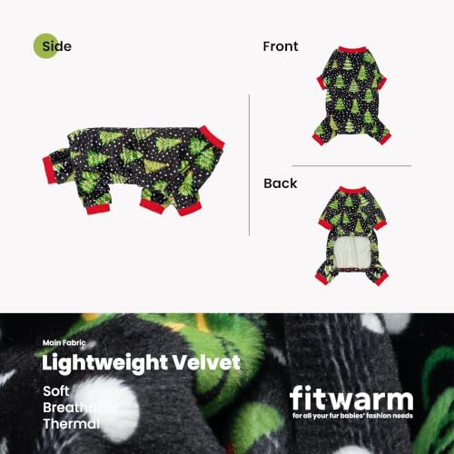 Image of Fitwarm Christmas Tree Dog Pajamas, Christmas Clothes for Small Dogs Boy Girl, Holiday Pet Outfit, Black, Red, Green, Yellow, XXL