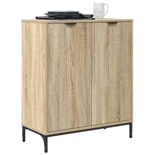 Armario estable de madera con dos puertas batientes y base metálica fija 4