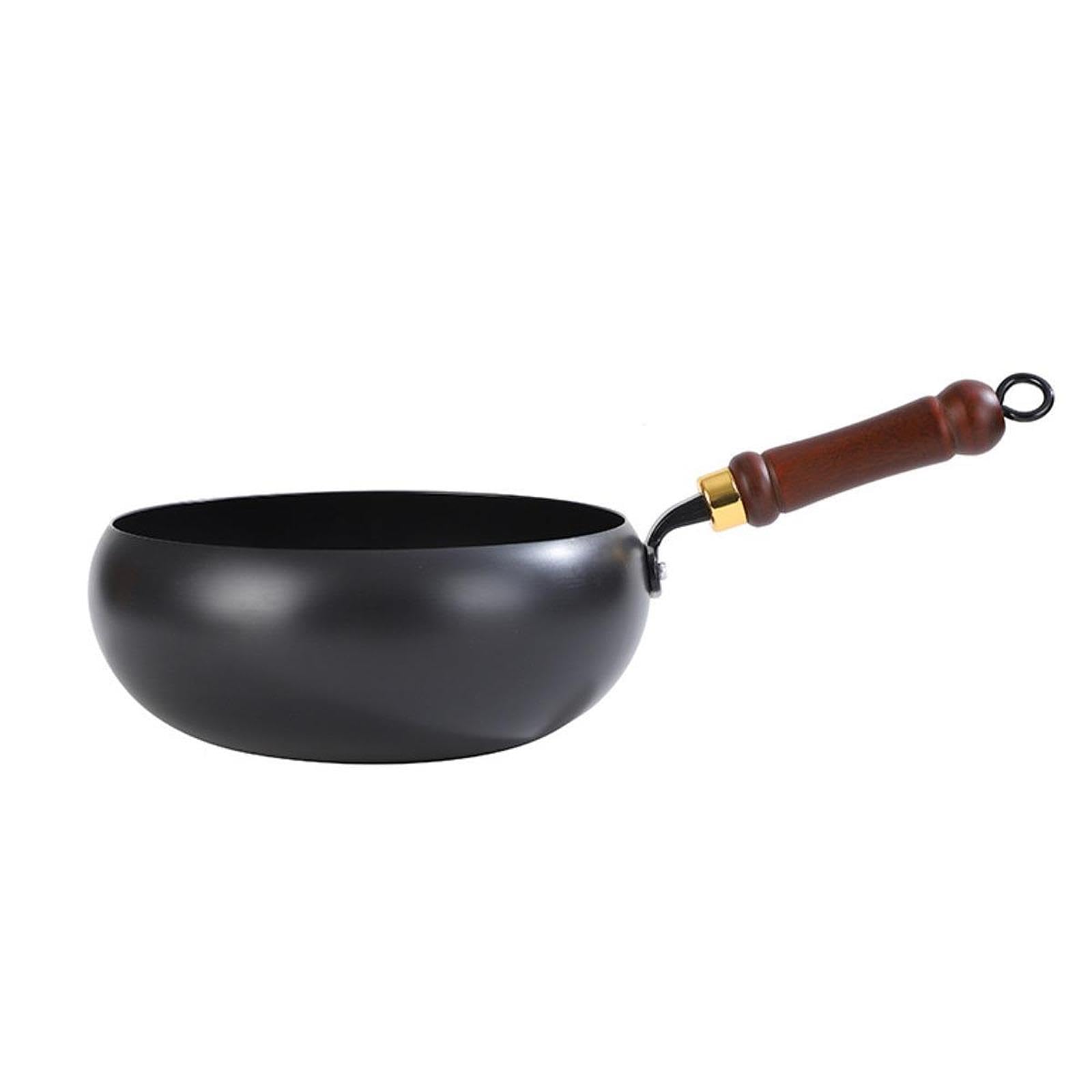 Wok in Ferro con Coperchio in Legno per Tutte Le superfici di Cottura, martellato a Mano