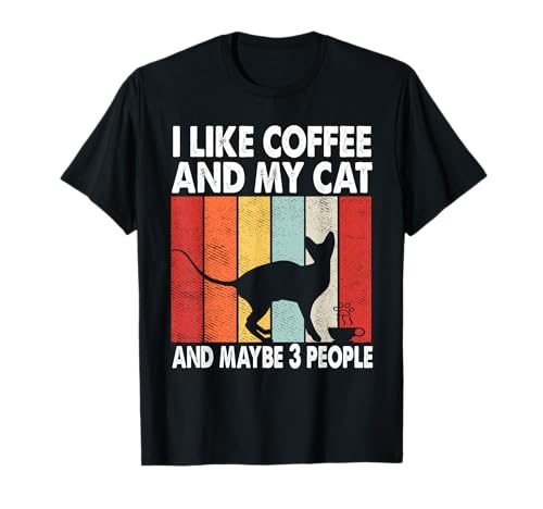 I Like Coffee and My Cat Maybe 3 People Vintage Sphynx Cat Camiseta