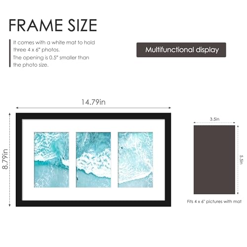 Image of DUENPY 2-Pack 8x14 Collage Picture Frames, 4x6 Collage Picture Frame Displays Three 4x6 inch Photos, or 8x14 (Without Mat) for Available Horizontal Wall Mounting Display and Vertical, Black