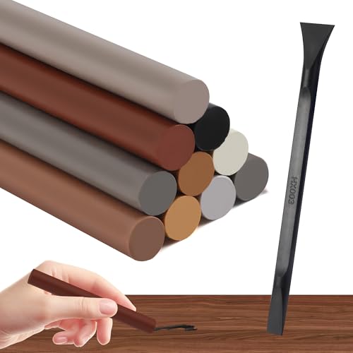 TYSM-CC Set Completo di 10 Colori Stucco per Legno Professionale, Riempitivo Multiuso per Legno, Marmo e Piastrelle con Cera per Laminato, PVC, Kit Riparazione Facile e Veloce per Pavimenti, Mobili