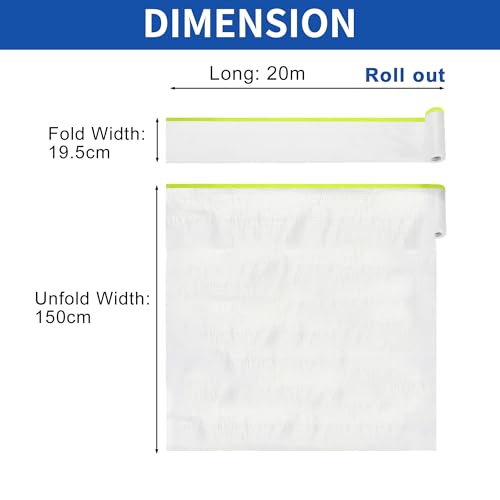 Image of ACROPIX Masking Paper with Tape Pre-Taped Paper Film Kit with 3 Rolls of Tape 2000x55cm / 65.62ftx21.65 inch White Green PE Film Paper
