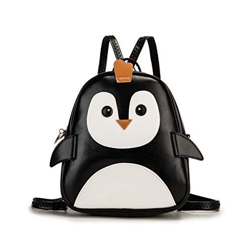 KL928 Girls Mini Backpack Toddler 3D Animal Casual Daypack PU Leather Preschool Convertible Shoulder Bag Gift for Kids (Black)