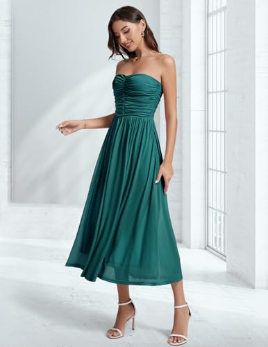 Image of DRESSTELLS Women's Cocktail Dress, Strapless Tube Top Long Maxi Summer Formal Mesh Dresses 2025
