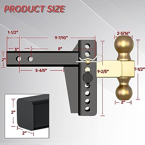 Ifoka Adjustable Trailer Hitch, 6 Inch Drop Hitch Ball Mount, 20,000 Lbs Gtw, Tow Hitch For Heavy Duty Truck With Double Hitch Locks And Pin, Solid Shank (2 Inch Receiver) #TOP6