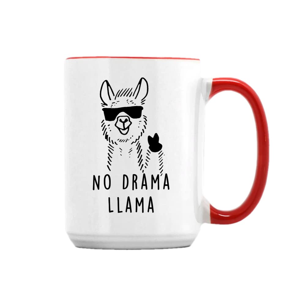 Giftme No Drama Llama No Prob Llama Coffee Tea Mug Unique 15oz Ceramic Mug. (Red Inside)