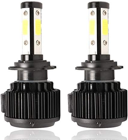 2Pcs H7 Car LED Headlight Bulbs Conversion Kit 200W 24000LM 6000K White High Beam or Low Beam 4-Side COB Chips DRL Fog Light