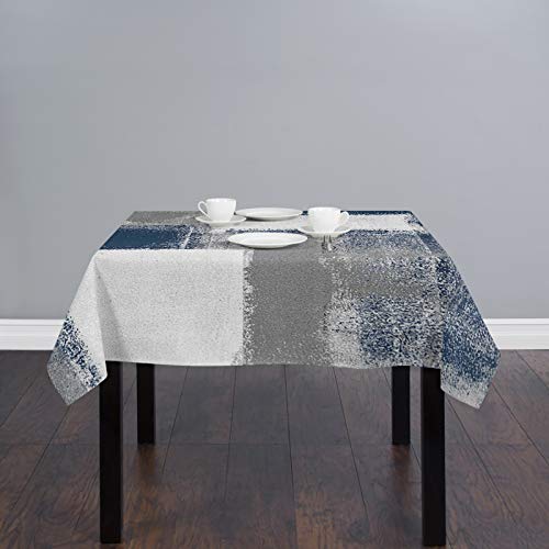 Hellowink Square/Round Table Cloths 52X52Inch,Oil Painting Art Blue Party Tablecloth Cotton Linens Table Covers For Kitchen Dinning Wedding Decoration,Stain/Wrinkle Resistant,Abstract Gray Geometric #TOP1