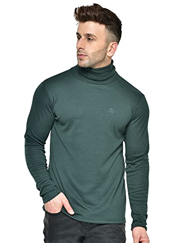 Image of CHKOKKO Winter Wear Cotton Plain Full Sleeve Turtle Neck Regular Fit T Shirt For Men