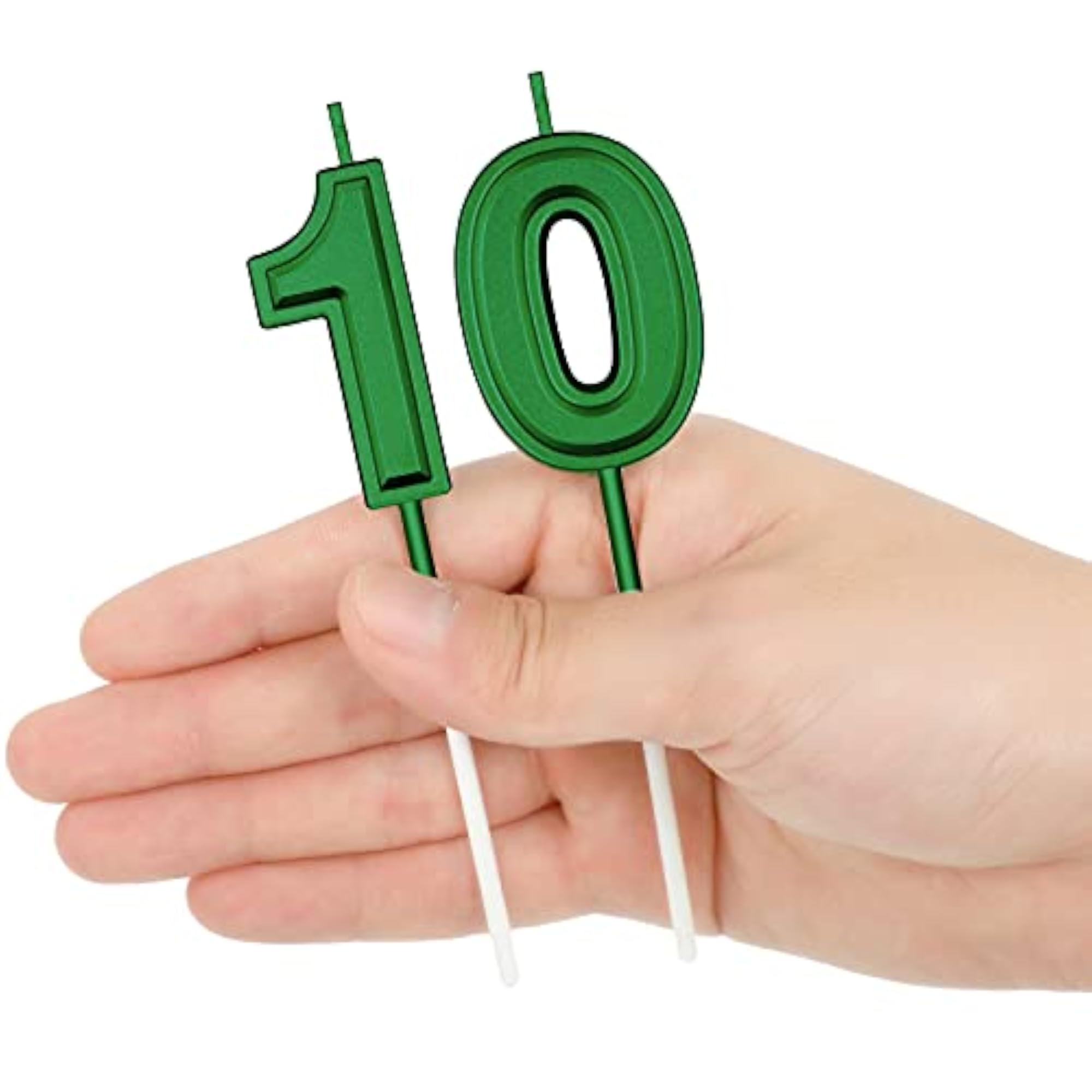 10th Green Birthday Candles Cake Topper Number