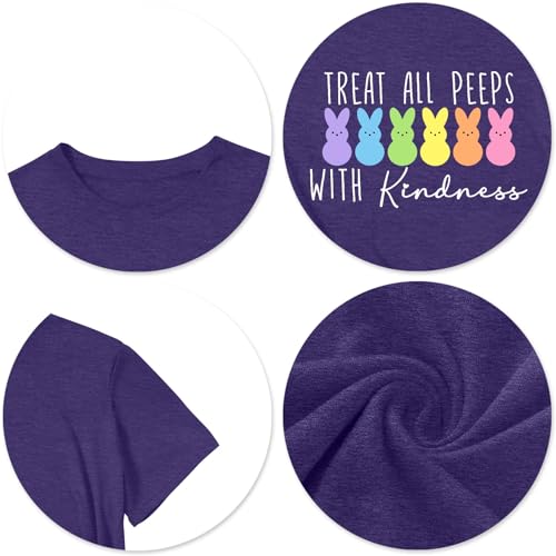 Image of LAZYCHILD Women Easter Teacher Shirts: Funny Treat All with Kindness T-Shirt Bunny Rabbit Tee Tops