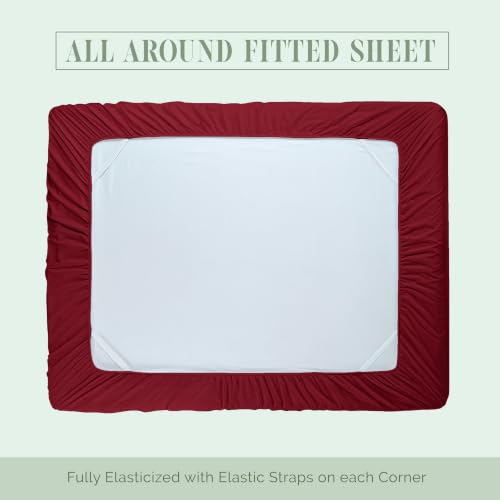 Image of Elegant Comfort Luxury 1500 Premium Hotel Quality Microfiber 4-Piece Sheet Set - Soft, All Around Elastic 18-24 Inches Deep Fitted Sheet - Extra Deep Pocket Sheets, Twin /Twin XL, Burgundy