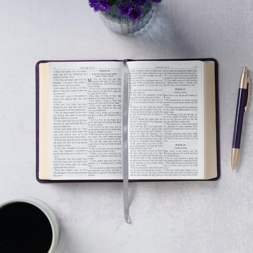 KJV Holy Bible, Large Print Compact Bible, Purple Faux Leather Bible w/Ribbon Marker, Red Letter Edition, King James Version