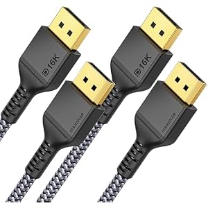 Maxonar VESA Certified DisplayPort 2.1 Cable 16K 80Gbps(10 ft/2 Packs)