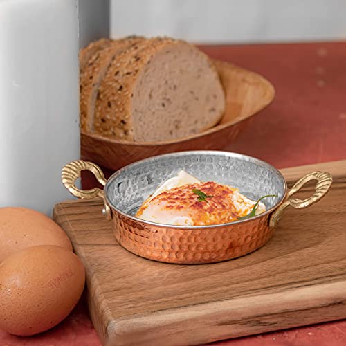 Foto von Türkische Kupferpfanne: Eierpfanne aus massivem Kupfer | Türkische Doppel-Omelettepfanne | Antike Kupferpfanne zum Braten oder zur Dekoration (10 cm)