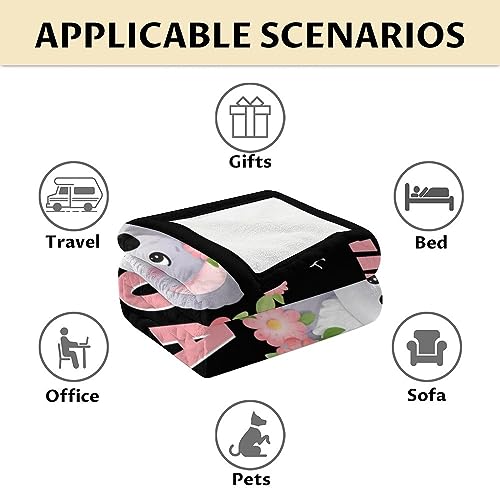 Koala Blanket Gifts - 60"x80" Cute Throw for Women, Girls - Black Soft Fuzzy Blankets for Bed, Couch & Living Room