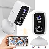Magnetic Security Cameras Wireless Outdoor - 2-Pack, 2K HD Video, AI Motion Detection, Color Night Vision, Battery Powered, Waterproof, Easy Setup, for Indoor and Outdoor Use in Home, Garage, Office