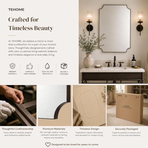 Image of TEHOME Oil Rubbed Bronze Bathroom Vanity Mirror, Dark Bronze Asymmetrical Bathroom Mirrors, 20x30''