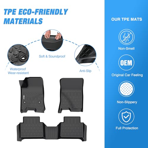 Image of Nilight TPE Floor Mats for Chevy Colorado GMC Canyon Crew Cab 2023 2024 2025 2026,All Weather Custom Fit Heavy Duty Floor Liners