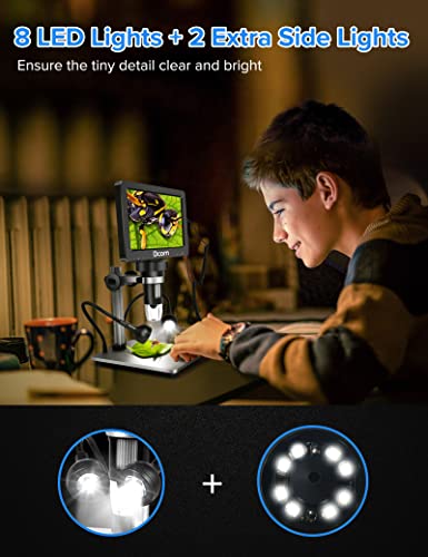 7'' Digital Microscope 1200X,Dcorn 12Mp 1080P Photo/Video Microscope With 32Gb Tf Card For Adults Soldering Coins,Metal Stand,Wired Remote,10 Led Fill Lights,Pc View,Windows/Mac Compatible #TOP6