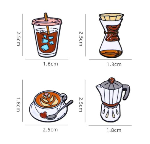 Image of 4pcs Coffee Maker Enamel Pins - Barista Friend Collar Lapel Pin Decoration Badge Gift