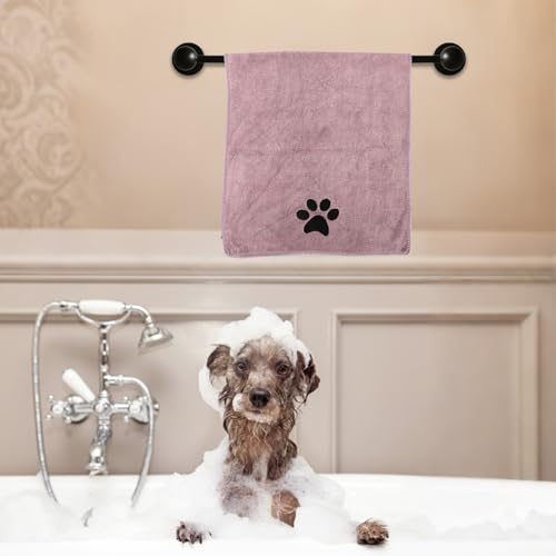 GFUEIGJ 2 Stück Haustier Badetuch Hundehandtuch Extra Saugfähig 75x35 cm Hunde Handtuch Handtücher Schnelltrocknend Haustier für Katzen, Hunde Oder Andere Haustiere(Lila und Braun)