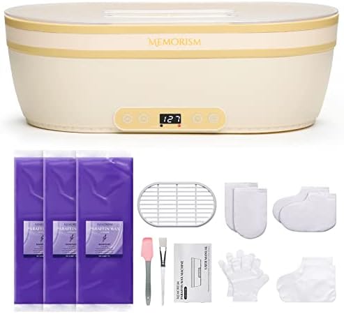 Memorism Paraffin Wax Machine for Hand and Feet, 2000ml Aluminum Pot for Hands + 4500ml Rubber Pot for Feet, Touchscreen Paraffin Wax Warmer includes 3lbs Wax, Moisturizing Paraffin Spa, Home Wax Kit