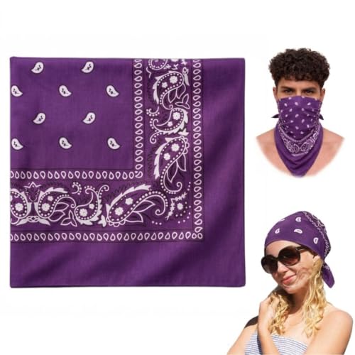 Image of VRONZO Unisex Soft Breathable 100% Cotton Bandana for Men & Women | Head Band for Men Bike Riding, Scarf for Men, Head Scarf for Women, Multi-Purpose Paisley Printed Square 50x50 cm