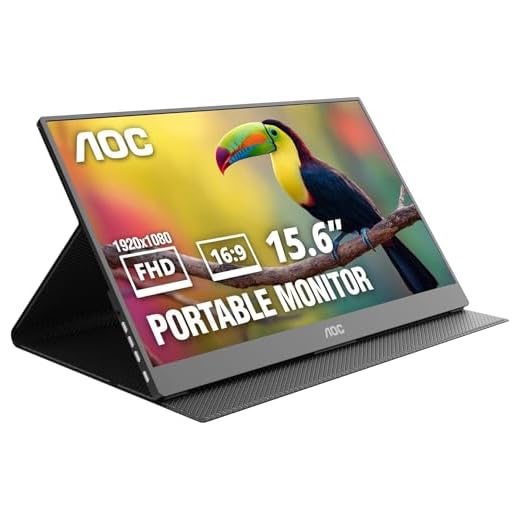 AOC 16T20 Portable Monitor 15.6" FHD 1080p IPS Display, USB-C x2, Mini HDMI, Built-in Speakers, Travel Monitor with Smart Cover, Compatible with Laptops, MacBook, Gaming Console Ready
