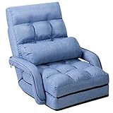 COSTWAY Adjustable Floor Chair, Folding Lazy Sofa Chair with 5 Positions, Detachable Seat Cushion, Indoor Chaise Lounge Sofa Bed for Living Room, Bedroom, Office (Blue)