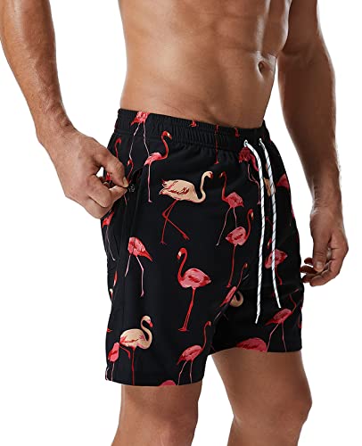 SILKWORLD Mens Swimming Trunks with Compression Liner Quick Dry 5 inch Swim Shorts with Zipper Pockets - Image 3