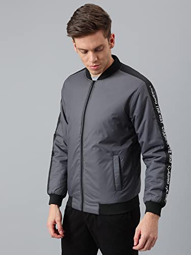 Image of Dennis Lingo Men's Polyester Long length Long Sleeves Bomber Jacket - Mandarin Collar, Welt Pocket, Lightweight, Casual Winterwear
