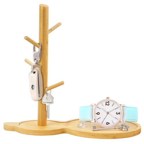 Llavero de madera para mesa de entrada, joyas, organizador con organizador para colgar anillos, teléfono móvil, pulseras, relojes, entrada y dormitorio