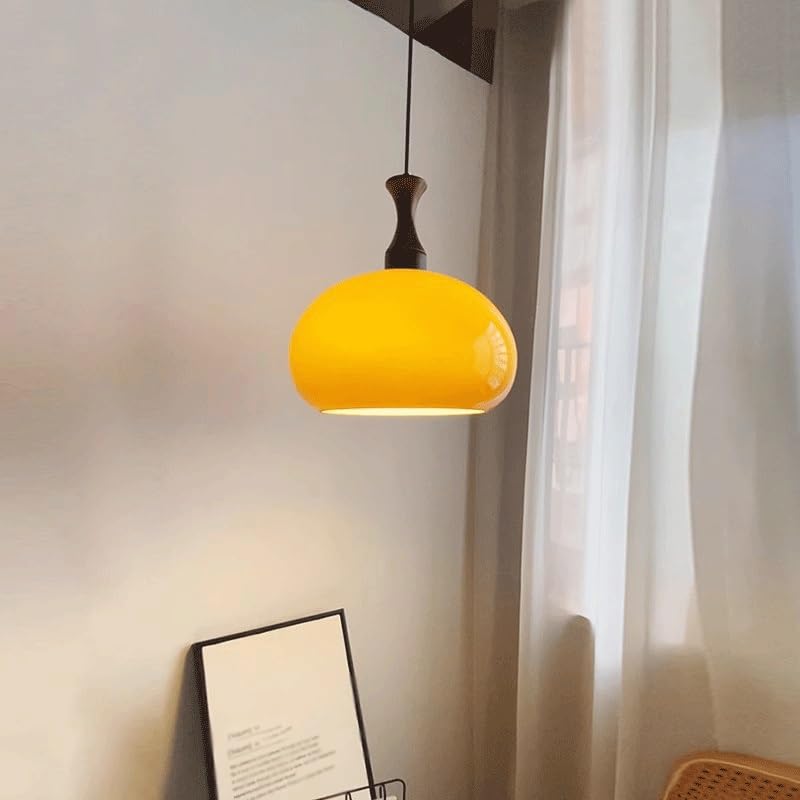 Suspension japonaise wabi-sabi dôme orange réglable pour salon et chambre