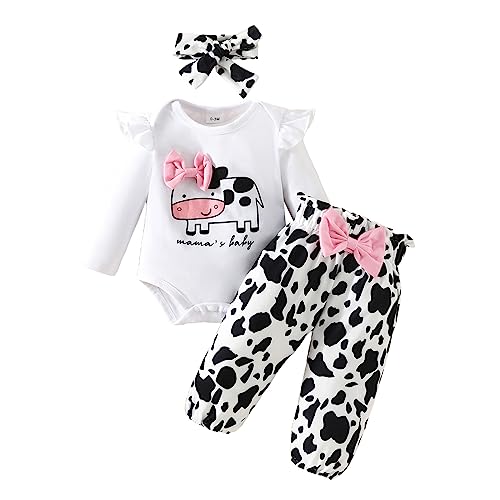 Image of PUHHAPIEY Baby Clothes for Girls 0 3 6 9 12 18 Months Fall Winter Outfit Newborn Infant Ruffle Romper + Pants + Headband Set