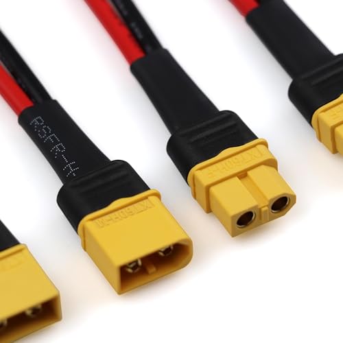 3 Pairs XT60 Connector Plugs with 12AWG Wire (20cm) - Male and Female Connector with Sheath Housing for Drone, FPV, Lipo RC Battery Adapter