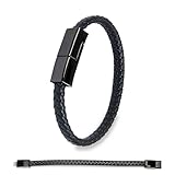 SEANADO Leather Bracelet Charger USB Charging Cable Braided Cords USB Portable Travel Charger for Mens Womens Suitable for iPhone 14/13/12/11 pro XS MAX (for iPhone, S(7'87''))