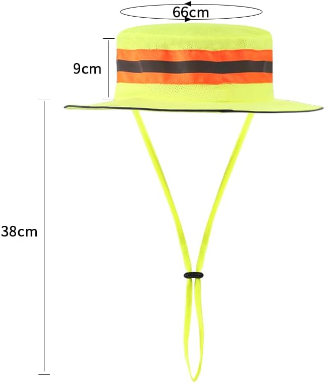 High Visibility Reflective Sun Hat Mesh Work Safety Boonie Hat UPF50+ Wide Brim Bucket Cap for Outdoor Hiking Men Women - Image 7