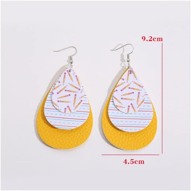 Teacher Earrings for Women Pencil Print Teardrop Drop Faux Leather Earrings Hypoallergenic Lightweight Dangle Earrings Jewelry Gifts - Image 2