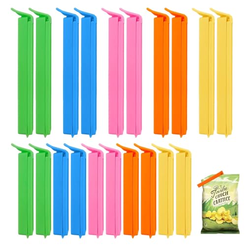Astrumdex 20 Stück Lebensmittel Clips 7.5/11cm Verschlussclips für Tüten Gefrierbeutel Snacks Nüsse Kaffee Mehrere Farben