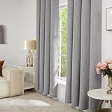 Deconovo Full Blackout Grey Curtains Eyelet, Faux Linen with Coating, Noice Reducing Room Darkening Curtains for Bedroom, 46 x 54 Inch(W x L), Light Grey, One Pair - Image 7