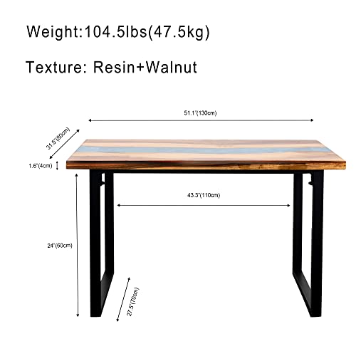 Coffee Table With Turquoise Epoxy Resin And Timber Live River Edge Stylish Designer Modern Rectangular Wooden Rustic Dining Table For Living Room Apartment Office Kitchen Farmhouse Nordic Style Decor #TOP2