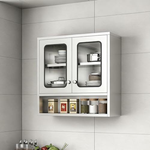 Estante colgante para especias que ahorra espacio con puerta de cristal para comedores 2